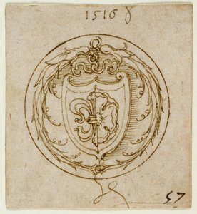 Lazarus Spenglerin vaakunalla varustetun koristeen tai sinettisormuksen mallia varten tekijältä Albrecht Dürer