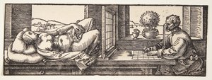 Piirtäjä piirtää alaston tekijältä Albrecht Dürer