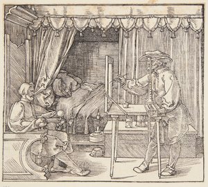 Piirtäjä piirtää muotokuvan tekijältä Albrecht Dürer