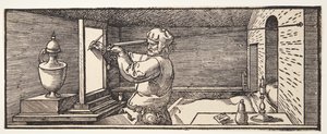 Piirtäjä piirtää maljakon tekijältä Albrecht Dürer