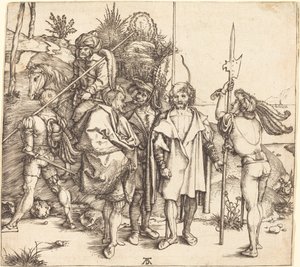 Viisi sotilasta ja turkkilainen hevosen selässä tekijältä Albrecht Dürer