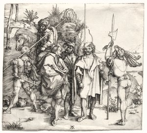 Viisi sotilasta ja turkkilainen hevosen selässä, luultavasti 1496. tekijältä Albrecht Dürer