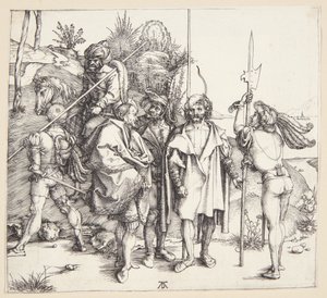 Cinc lansquenets i un finlandès oriental tekijältä Albrecht Dürer