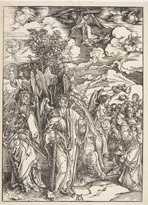 Neljä enkeliä pysyttelemässä tuulessa tekijältä Albrecht Dürer