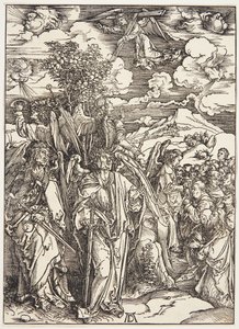 Neljä enkeliä pysyttelemässä tuulessa tekijältä Albrecht Dürer