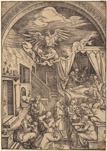 Kristuksen syntymä, sivu 10 sarjasta ”Marian elämä” tekijältä Albrecht Dürer