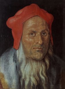 Saksa: Muotokuva parrakkaasta miehestä, jolla on punainen lippalakki Muotokuva miehestä (Portrait of a Man) tekijältä Albrecht Dürer