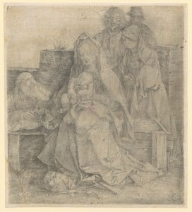 Pyhä perhe, kuuden hahmon ryhmä tekijältä Albrecht Dürer