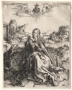 Pyhä perhe perhosen kanssa, n. 1495. tekijältä Albrecht Dürer