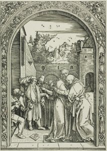 Joachim ja St. Anna tapaavat Golden Gatessa, elokuvasta The Life of the Virgin tekijältä Albrecht Dürer