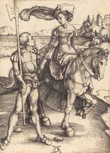 Lady on Horseback ja Lansquenet, c. 1497. tekijältä Albrecht Dürer
