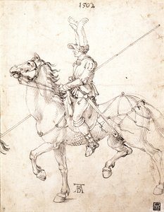 Lancer hevosen selässä, 1502 tekijältä Albrecht Dürer