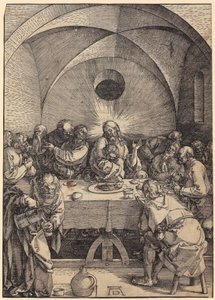 Viimeinen ehtoollinen, sarjan ”Suuri passio” 2. sivu tekijältä Albrecht Dürer