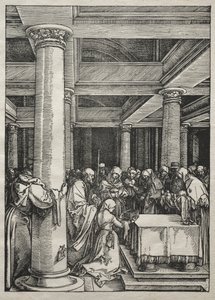 Neitsyen elämä: Jeesuksen esitys temppelissä, 1504-1505. tekijältä Albrecht Dürer