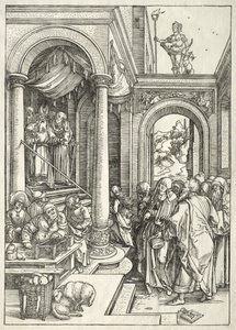 Neitsyen elämä: Nuoren neitsyen esittely temppelissä tekijältä Albrecht Dürer