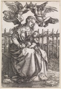 Kaksi enkeliä kruunaa Marian ja lapsen tekijältä Albrecht Dürer