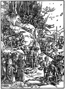 Kymmenentuhannen kristityn marttyyrikuolema Ararat-vuorella, 1495-1497, 1936 tekijältä Albrecht Dürer