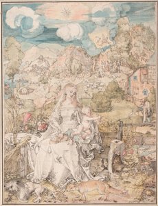 Maria eläinten joukossa, n. 1503. tekijältä Albrecht Dürer