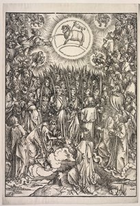 Pyhän Johanneksen ilmestys: Karitsan palvonta, 1511. tekijältä Albrecht Dürer