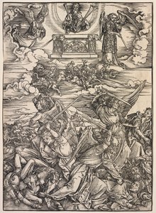 Pyhän Johanneksen ilmestys: Neljä tuhoavaa enkeliä tekijältä Albrecht Dürer