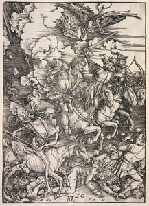 Pyhän Johanneksen ilmestys: Neljä ratsumiestä, 1511. tekijältä Albrecht Dürer