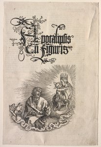 Pyhän Johanneksen ilmestys: Apokalypsin otsikkosivu, 1511. tekijältä Albrecht Dürer