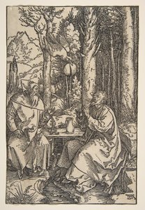 Saint Anthony ja Saint Paul autiomaassa, n. 1503. tekijältä Albrecht Dürer