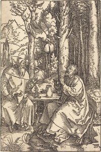 Pyhä Antonius ja Pyhä Paavali erämaassa tekijältä Albrecht Dürer