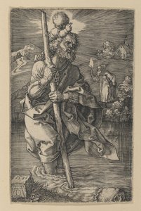 Oikealle kääntynyt pyhä Kristoforos tekijältä Albrecht Dürer