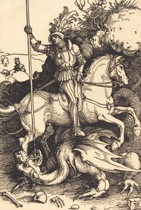 Saint George tappaa lohikäärmeen, 15011504. tekijältä Albrecht Dürer