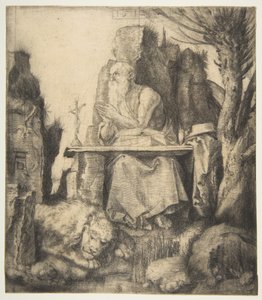 Pyhä Hieronymus latvotun pajun luona tekijältä Albrecht Dürer