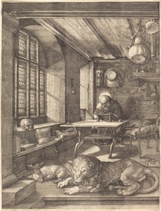 Pyhä Hieronymus opiskelussaan tekijältä Albrecht Dürer