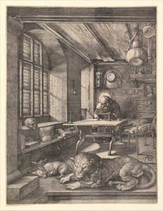 Pyhä Hieronymus tutkimuksessaan, 1514. tekijältä Albrecht Dürer
