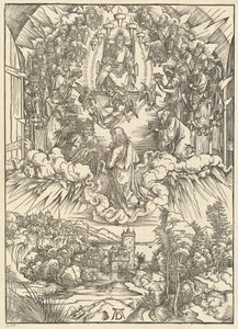 Pyhä Johannes Jumalan ja vanhinten edessä tekijältä Albrecht Dürer