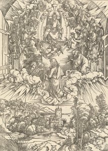 Pyhä Johannes Jumalan ja vanhinten edessä, 1498. tekijältä Albrecht Dürer