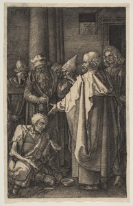 Pyhä Pietari ja Pyhä Johannes temppelin portilla, Passiosta, 1513. tekijältä Albrecht Dürer