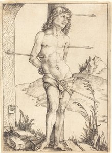Pyhä Sebastián sidottu pylvääseen tekijältä Albrecht Dürer