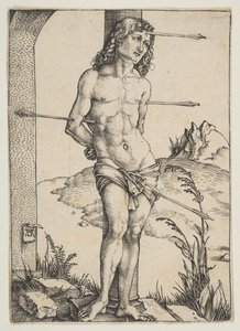 Pyhä Sebastián sidottu pylvääseen, n. 1499. tekijältä Albrecht Dürer