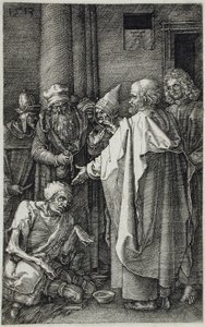 Pyhät Pietari ja Johannes parantavat ramman temppelin portilla tekijältä Albrecht Dürer