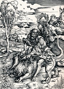 Simson repii leijonan, 1497 1906 tekijältä Albrecht Dürer