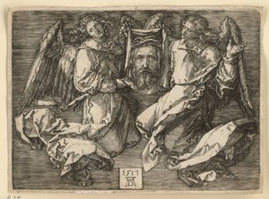 Veronikan hikiliina kahden enkelin pitelemänä tekijältä Albrecht Dürer