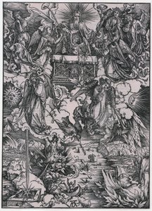 Seitsemän pasuunaa puhaltavaa enkeliä, VI hahmo, lehti 8 sarjasta "Ilmestyskirja" tekijältä Albrecht Dürer