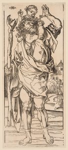 St. Christopher ylittää virran tekijältä Albrecht Dürer