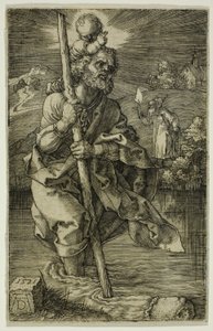 St. Christopher kasvot oikealle tekijältä Albrecht Dürer