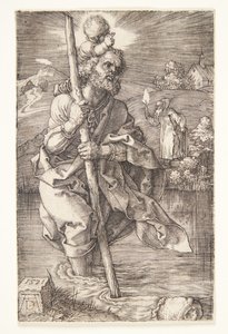 St. Christopher kasvot oikealle tekijältä Albrecht Dürer