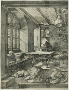 Pyhä Hieronymus opiskelussaan tekijältä Albrecht Dürer