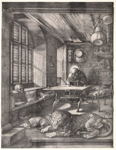 Pyhä Hieronymus opiskelussaan tekijältä Albrecht Dürer