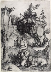 St. Jerome in Penitence, n. 1497 tekijältä Albrecht Dürer