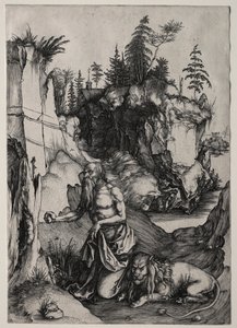 St. Jerome in Penitence, n. 1497. tekijältä Albrecht Dürer