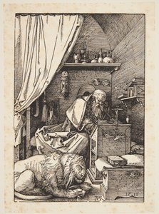 St. Jerome sellissään tekijältä Albrecht Dürer
